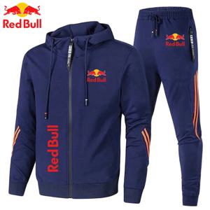 봄 2025 Red Bull 로고 남성용 까마귀 세트 2 피스 New Red Bull 프린트 자켓 남성 패션 Simple 까마귀 Stormtrooper Coat Red