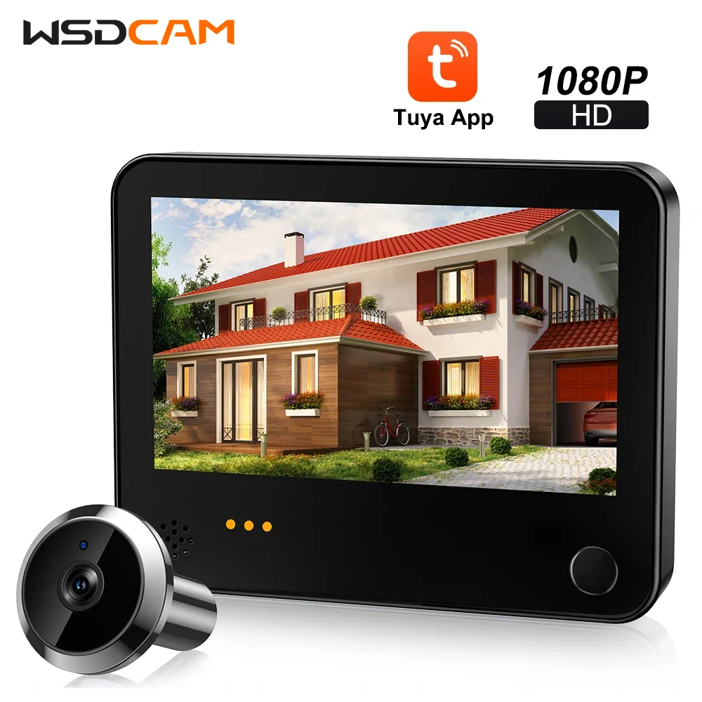 Wsdcam 스마트 3MP 미니 디지털 틈 구멍 도어 카메라 무선 WiFi 적외선 IR PIR 모션 감지 디지털 뷰어 초인종