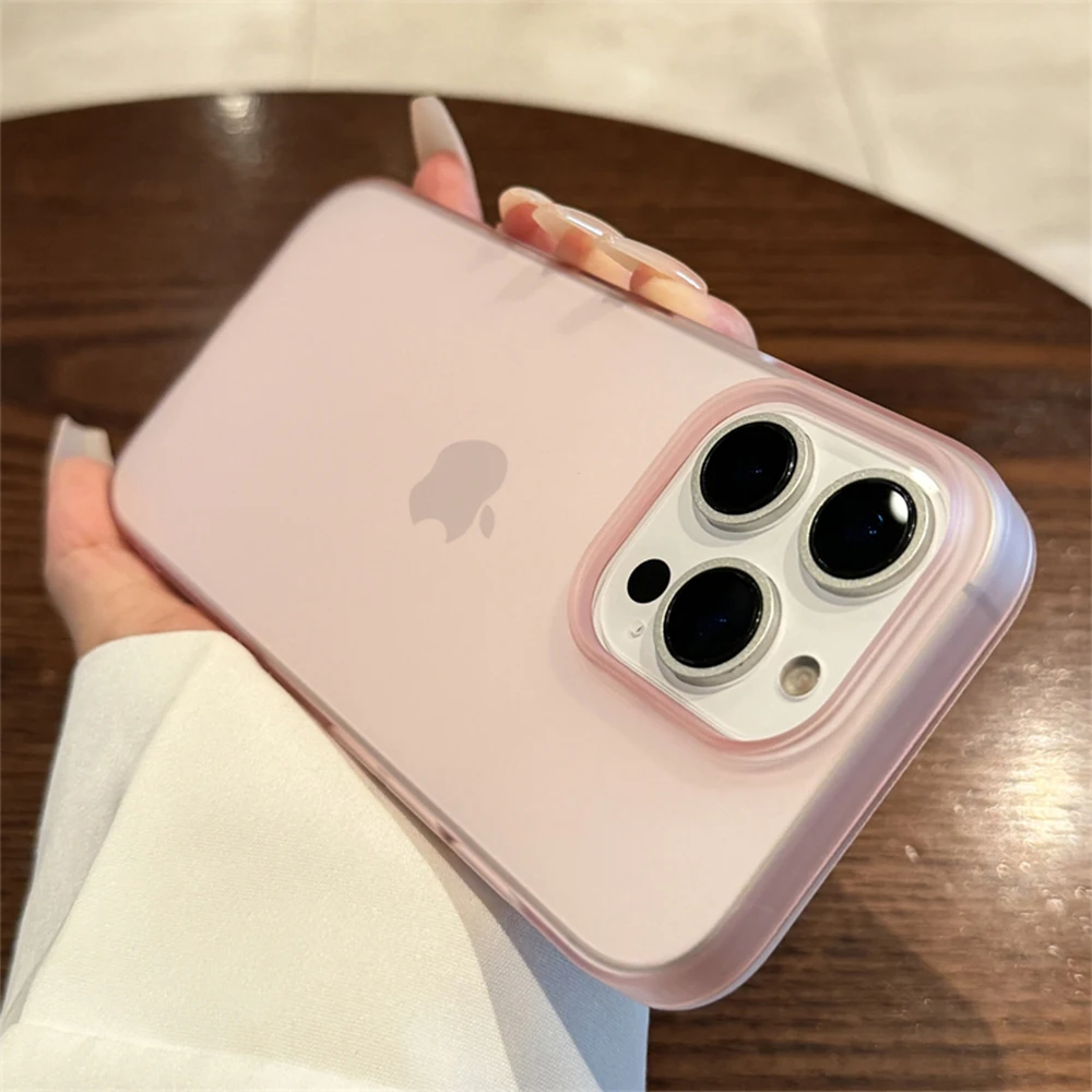 소프트 매트 캔디 투명한 전화 케이스 iPhone 16 15 14 Pro Max Plus 13 12 11 XR XS XsMax 8 충격 방지 실리콘 범퍼 커버