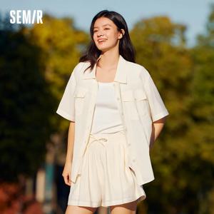 여성용 미디 롱 스타일 상의 및 반바지 세트, 루즈한 질감 투피스, 2024 여름 버전, 신상