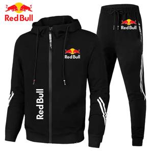 2025Red Bull 로고 남성용 까마귀 세트 2 피스 New Red Bull 프린트 자켓 남성 패션 캐주얼 단순 까마귀 Stormtrooper Coat Red