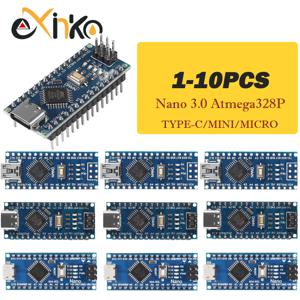 1-10pcs Nano 3.0 부트로더 호환 컨트롤러 CH340 USB 드라이버 Arduino용 미니/Type-C/마이크로 16Mhz ATMEGA328P 포함