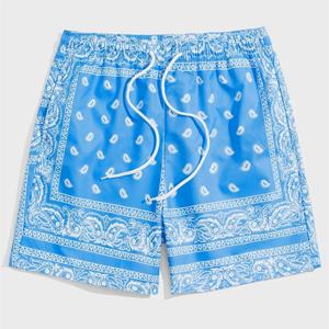 남성용 클래식 Perris 패턴 비치 반바지 레트로 프린트 Drawstring 보드 반바지 바다 휴가 캐주얼 패션 하와이 수영 트렁크