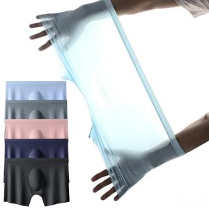 남자 여름 얼음 실크 복서 팬티 속옷 란제리 팬티 반바지 울트라 얇은 통기성 섹시한 원활한 팬티
