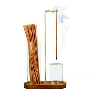 스틱 용 2 in 1 향 홀더 유리 재 포수 및 명상 요가 용 스틱 주최자가있는 Anti-Ash Flying Incense Burne