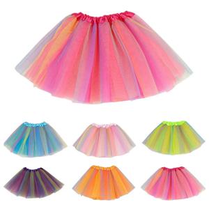 여자 레인보우 투투 스커트 댄스 파티 발레 Tulle 투투 스커트 2-8 년 3 레이어 공주 생일 파티 드레스