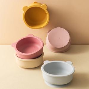 1PC 실리콘 아기 식기 흡입 저녁 식사 세트 먹는 훈련 아기 물건 만화 귀여운 곰 모양 그릇 유아 식기