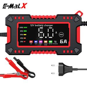 자동차 배터리 충전기 6A 12V 자동차 및 오토바이 배터리 충전 장치 납산 배터리 수리 LCD 디스플레이