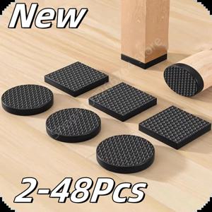 2-48Pcs 검은 의자 다리 가구 안티 슬립 매트 범퍼 댐퍼 자기 접착 테이블 피트 보호대 바닥 보호대 패드 하드웨어
