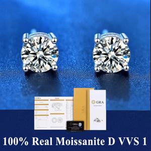 프로모션 100% 진짜 GRA Moissanite 귀걸이 스터드 2 인증서 VVS1 스털링 실버 여성용 18K 도금 쥬얼리