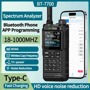 BinTolk BT7700 워키 토키 휴대용 풀 밴드 블루투스 프로그래머 소음 감소 스펙트럼 분석기 AM FM NOAA Ham Radio