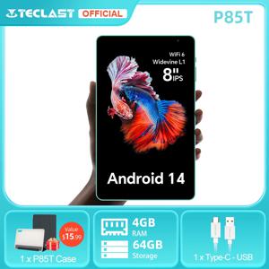 텍슬라스 태블릿 P85T 8인치 IPS 안드로이드 14 최대 10GB(4GB+6GB 확장) RAM 64GB ROM A523 8코어 5000mAh 타입-C 와이파이 6 메탈 바디