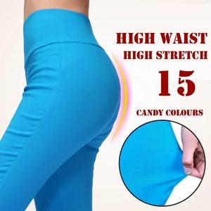 15 캔디 컬러 여성 5XL 6XL 하이 웨이스트 스트레치 펜슬 바지 스키니 캐주얼 코튼 레깅스 여성 바지