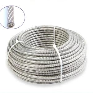 304 스테인레스 스틸 PVC 코팅 와이어 로프 7*7 유연한 케이블 빨랫줄 0.8mm 1mm 1.2mm-5mm 소프트 케이블 투명 와이어 로프