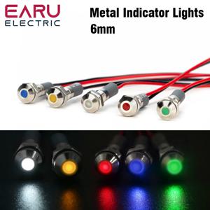 1PC IP65 6mm LED 방수 금속 표시 등 신호 램프 와이어 5V 12V 24V 220V 빨간색/노란색/파란색/녹색/흰색 금속 단추