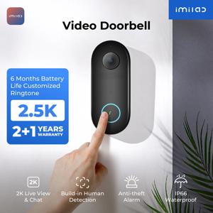 IMILAB 스마트 비디오 초인종 보안 카메라, 정확한 사람 감지, 로컬 스토리지, 순간 경보, 5200mAh, 2.5k