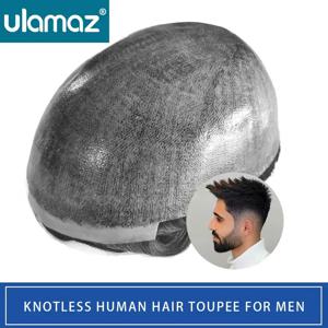 남성용 Knotless 피부 헤어 시스템 0.1-0.12mm 마이크로 스킨 남성 헤어 보철물 인간의 머리카락 남성용 Toupees 헤어 보철물 남자 가발 PU