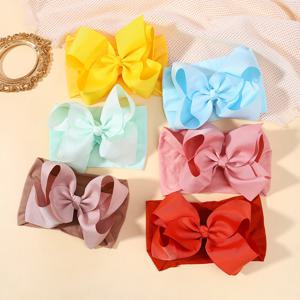 1PCS 와이드 나일론 터번 신생아 소녀 큰 활 헤어 액세서리 어린이 머리띠 탄성 헤어 밴드 리본 활 어린이 아기 모자를 쓰고 있죠