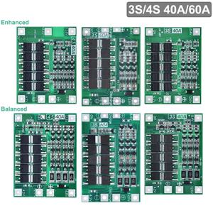 3S/4S 40A 60A 리튬 이온 리튬 배터리 충전기 보호 보드 드릴 모터 용 18650 BMS 11.1V 12.6V/14.8V 16.8V 강화/균형