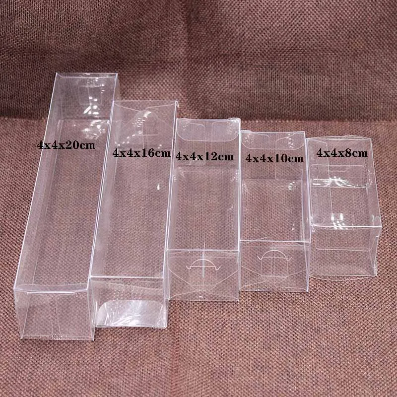 1lot=10pcs 4x4x8/10/12/16/20cm 도매 NewClear PVC 상자 포장 결혼식/크리스마스 좋아하는 초콜릿 캔디 애플 선물 이벤트