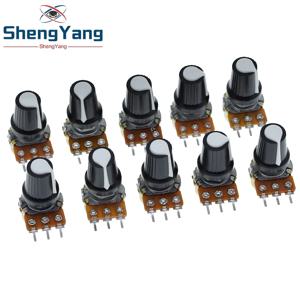 아두이노용 선형 테이퍼 회전 전위차계 저항기, AG2 화이트 캡, WH148, 1K, 10K, 20K, 50K, 100K, 500K 옴, 15mm, 3 핀, 5 세트