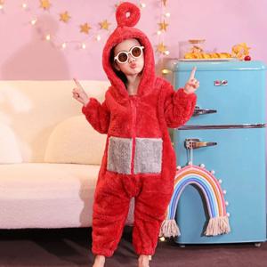 성인 어린이 Teletubbies 의상 부드러운 긴 소매 조각 잠옷 의상 Lala 홈 의류 코스프레 성인 남녀 공용 파티 착용