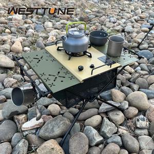 WESTTUNE 캠핑 테이블(IGT 스토브 포함) 휴대용 알루미늄 합금 접이식 테이블(액세서리 포함) 다기능 야외 테이블