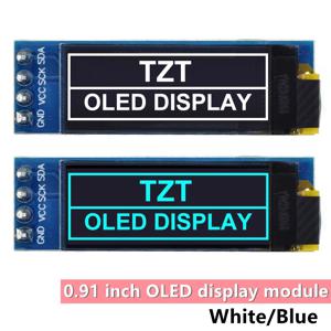 아두이노용 OLED 모듈, LCD LED 디스플레이, 0.91 인치, 0.91 인치, 화이트 블루, 128x32, 0.91 인치 IIC 통신