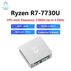 Genmachine 새로운 AMD Ryzen7 R7 7730U 미니 PC Win11 8 코어 16 스레드 DDR4 3200Mhz 256/512GB M.2 SSD WIFI6 BT5.2 데스크탑 pc 게임