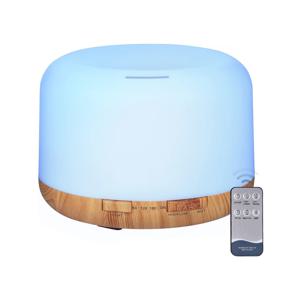 500ML USB 우드 그레인 아로마 디퓨저, 에센셜 오일 디퓨저, 원격 제어 기능이 있는 가습기, 가정용 다채로운 야간 조명