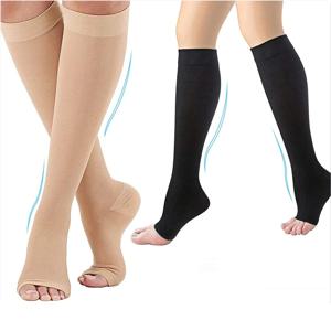 압축 양말 S-XXL 의료 부종 임신 Varicocele 오픈 발가락 양말 남성 여성 솔리드 컬러 무릎 길이 탄성 꽉 양말