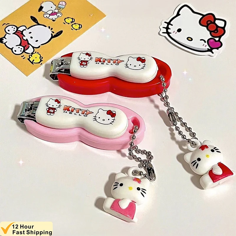 Sanrio 헬로 키티 손톱깎이 귀여운 만화 스테인레스 스틸 매니큐어 손톱깎이 크리 에이 티브 휴대용 대형 손톱깎이