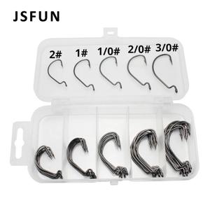 50Pcs 상자 낚시 후크 세트 지그 크랭크 가시 후크 높은 탄소 스테인레스 스틸 넓은 간격 오프셋 Fishhook 소프트 웜 바다 후크 태클