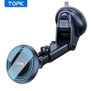 TOPK Mag-Safe 자기 자동차 전화 홀더 앞 유리 및 대시 보드 용 자동차 마운트 [강력한 흡입] 휴대폰 용 조절 가능한 긴 팔