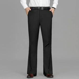 플레어 벨 마우스 남성용 여름 바지, 남성 세트 바지, 슬림핏 블랙 원피스, 세련된 얇은 캐주얼 패션, 저렴한 럭셔리 업