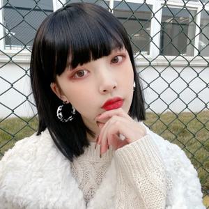 스위트 쿨 걸 합성 가발 짧은 스트레이트 헤어 보보 헤드, 고온 실크 화학 섬유 헤드 세트, 헤어 테일 짧은 헤어