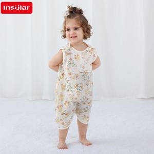 INSULAR 신생아 바디 슈트 아기 파자마, 만화 원지, 발차기 방지 침낭, 민소매 용수철, 가을 A 클래스 0-9 개월