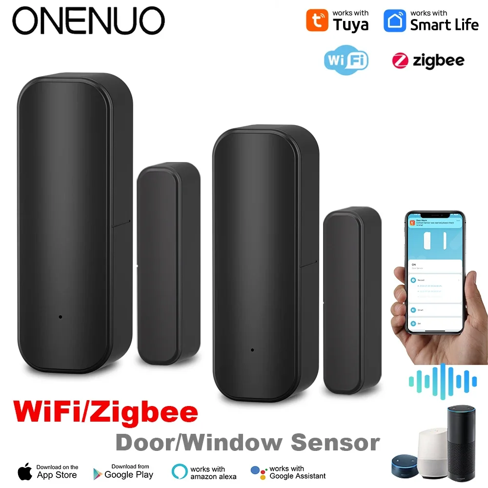 Tuya WiFi 또는 ZigBee 도어 윈도우 센서 스마트 홈 무선 도어 열림 닫기 감지기 APP 원격 알람 홈
