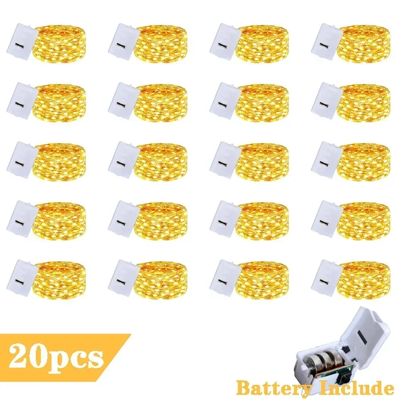 20Pcs LED 요정 구리 와이어 문자열 빛 배터리 3 모드 크리스마스 웨딩 갈 랜드 램프 홈 파티 휴일 장식