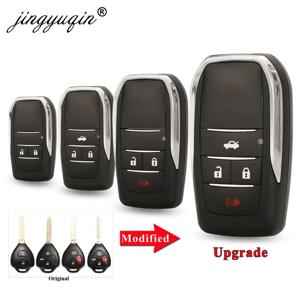 Jingyuqin 업그레이드 2/3/4 버튼 플립 키 케이스 Toyota Reiz Camry Rav4 Yaris Corolla 4Runner Avlon 접이식 자동차 원격 키 쉘