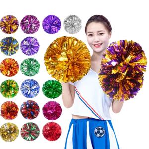 치어 리더 Pom Poms 핸들 치어 리더 공 빅 골드 실버 레드 옐로우 블루 핸드 댄스 Pompoms 여성용 액세서리 소녀 키즈