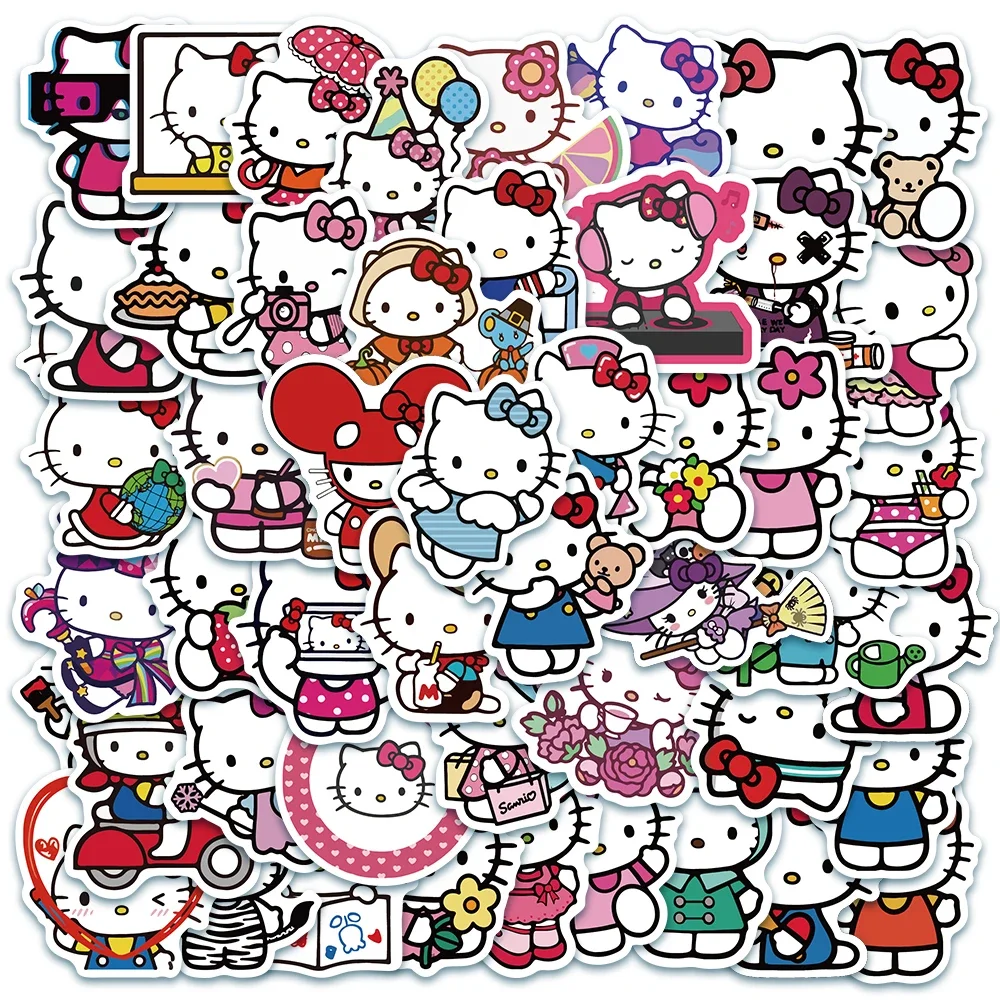 50PCS Sanrio 시리즈 헬로 키티 Kuromi 스티커 귀여운 다목적 스티커 방수 장식 냉장고 컴퓨터 스티커