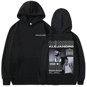 가수 Rauw Alejandro Todo De Ti 앨범 인쇄 까마귀 남자 패션 빈티지 streetwear 남자 힙합 대형 스웨터 남성 후드
