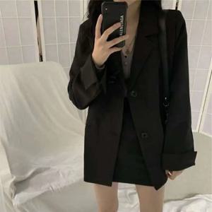 여성용 용수철 가을 캐주얼 오피스 레이디 블레이저, 솔리드 노치 긴팔 세트, 여성 루즈 단추 캐주얼 재킷, 새로운 유행