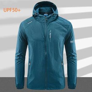 남성용 UPF 50+ 자외선 차단 윈드브레이커 퀵 드라이 자켓 야외 자외선 차단 얇은 하이킹 낚시 사이클링 후드 스포츠 라이트