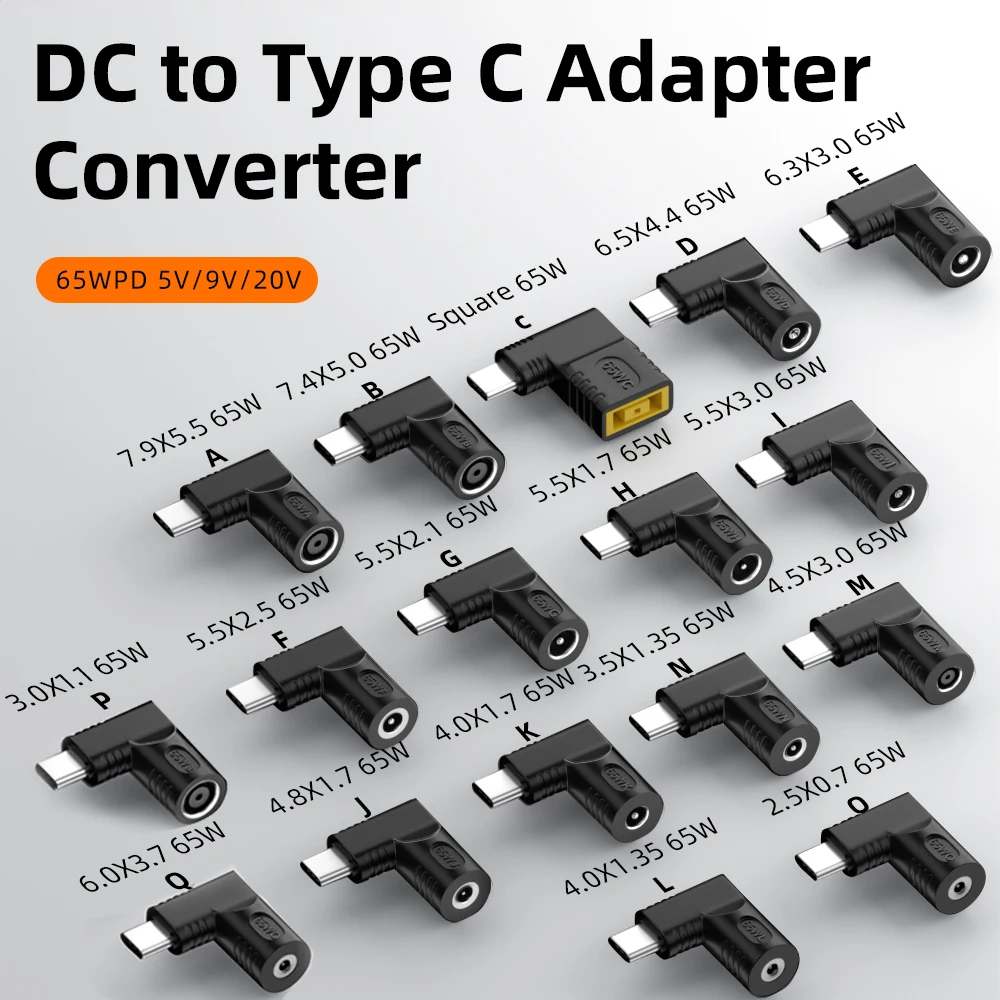 ​ 65W DC-USB C PD 전원 어댑터 변환기 5.5X2.5 7.4X5.0 4.5X3.0mm 노트북 충전기-Xiaomi Samsung 용 C 형 커넥터