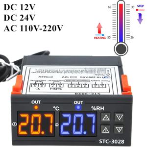 STC-3028 온도 습도 컨트롤러, 가정용 냉장고 냉각기, 히터 온도계 습도계 제어 스위치, 40% 끄기, 12V, 24V, 220V