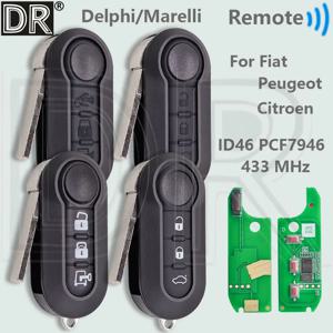 DR ID46 PCF7946 433MHz 자동차 원격 키 Fiat Delphi 500 Panda Punto Bravo Marelli 500L Ducato 푸조 복서 시트로엥 점퍼 밴