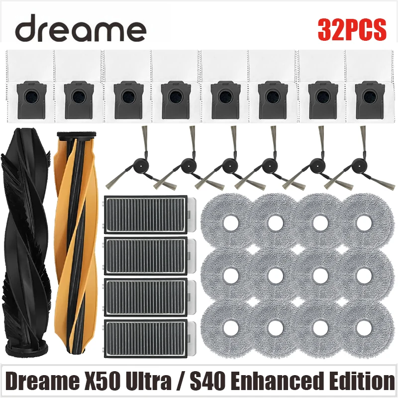 Dreame X50 Ultra / S40 Enhanced Edition 진공 부품 메인 롤러 사이드 브러시 Hepa 필터 걸레 천 먼지 봉투