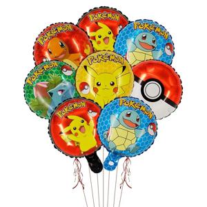 10 인치 포켓몬 원형 알루미늄 필름 풍선 어린이 생일 파티 피카추 Squirtle 만화 공 베이비 샤워 장난감 선물